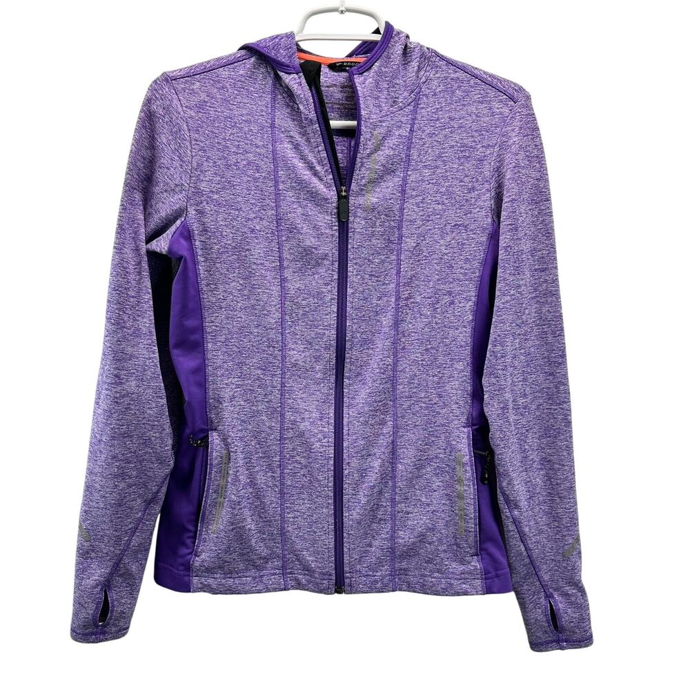 Brooks Full Zip Hooded Jacket Lightweight Purple Med